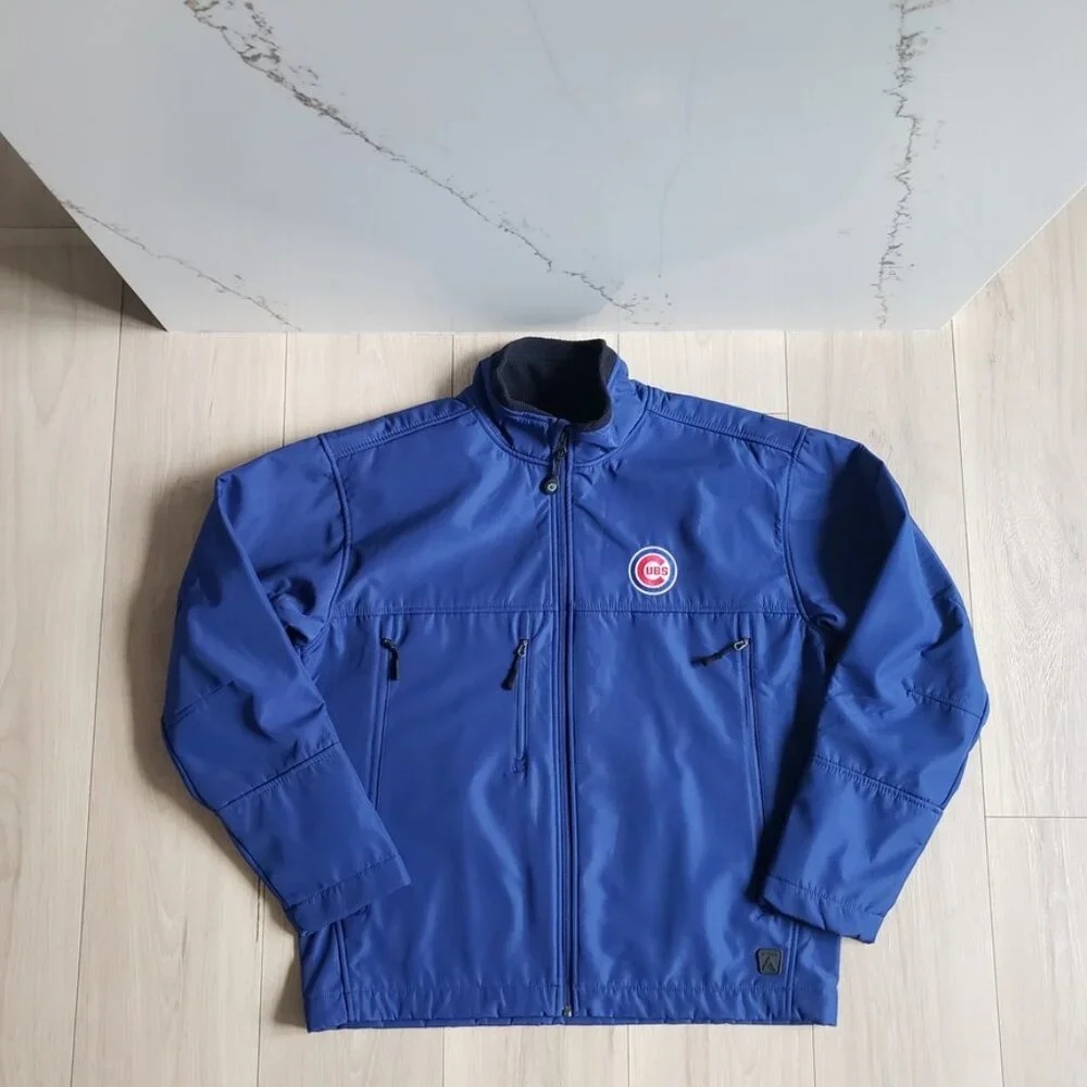 Antigua Chicago Cubs Jacket Mens L Blue Softshell Lightweight Cold Weather Cozy - Picture 3 of 11